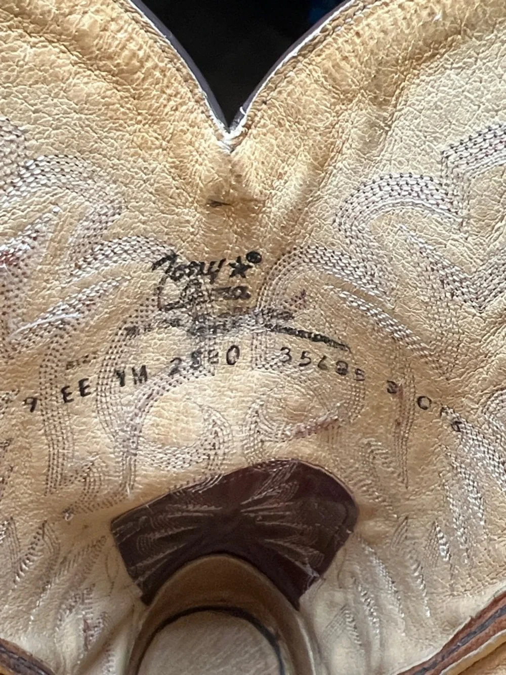 Tony Lama Brown Leather Western Heeled Boots - Picture 8 of 9